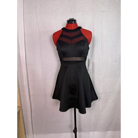 Emerald Sundae Womens Black Mini Fit and Flare Dress Juniors Medium E269 - Picture 1 of 15